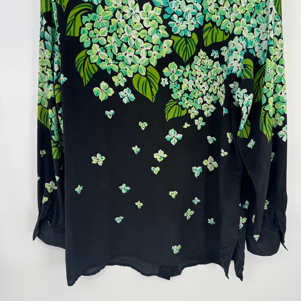 Vintage Bob Mackie Wearable Art Silk Blouse Black Green Beaded Sequin Small - Picture 11 of 16